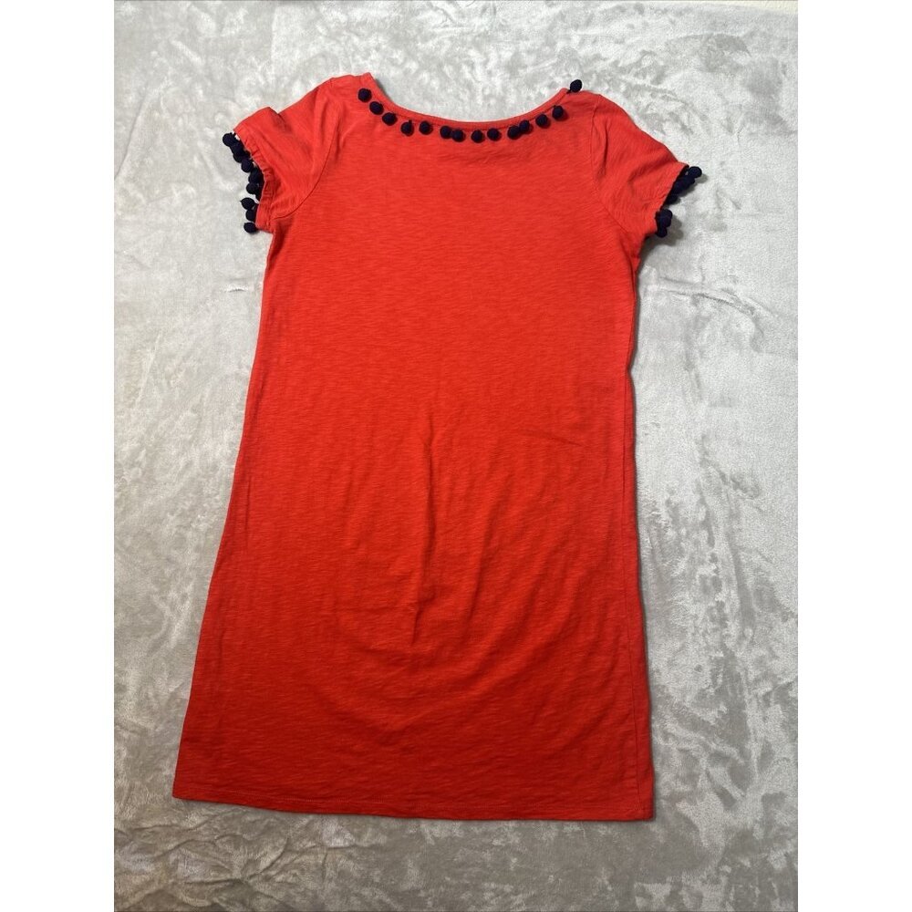 Women’s Boden T-shirt Dress Red Orange Pom-Pom Size 8 - Picture 10 of 13
